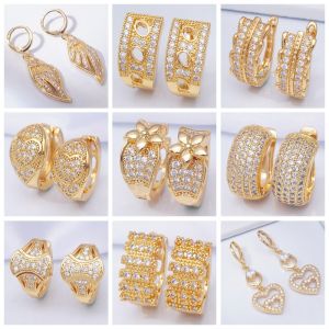 Earings 20 Styles Round Circle Hoop Earrings for Women Gold Filled Micro Pave Rhinestone Zircon Fashion Jewelry Dropshipping