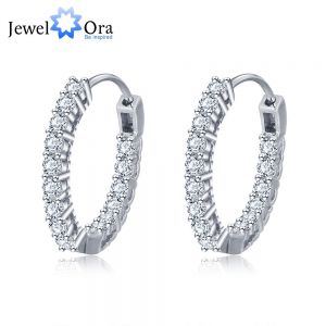 Sassi תכשיטים איכותיים וזולים Trendy 925 Sterling Silver Hoop Earrings for Women Cubic Zirconia Stone New Fashion Jewelry Gift For Girl (JewelOra EA101739)