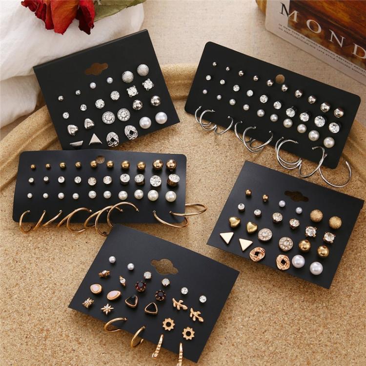 Sassi תכשיטים איכותיים וזולים Minimalist Mixed Small Earrings Set Fashion Rhinestone Pearl Geometric Flower Heart Star Stud Earrings For Women Girls Jewelry